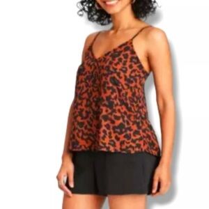A New Day  V-Neck Cami Brown Animal Print Size M